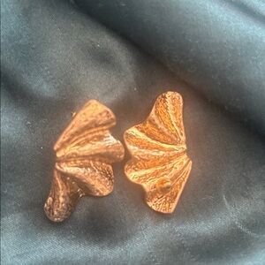Gold-Tone Sculpted Leaf Earrings - Women Jewelry